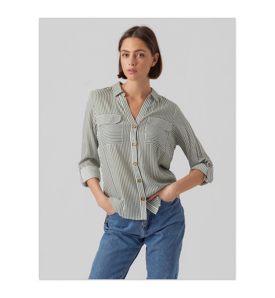 Camicia A Righe - Verde