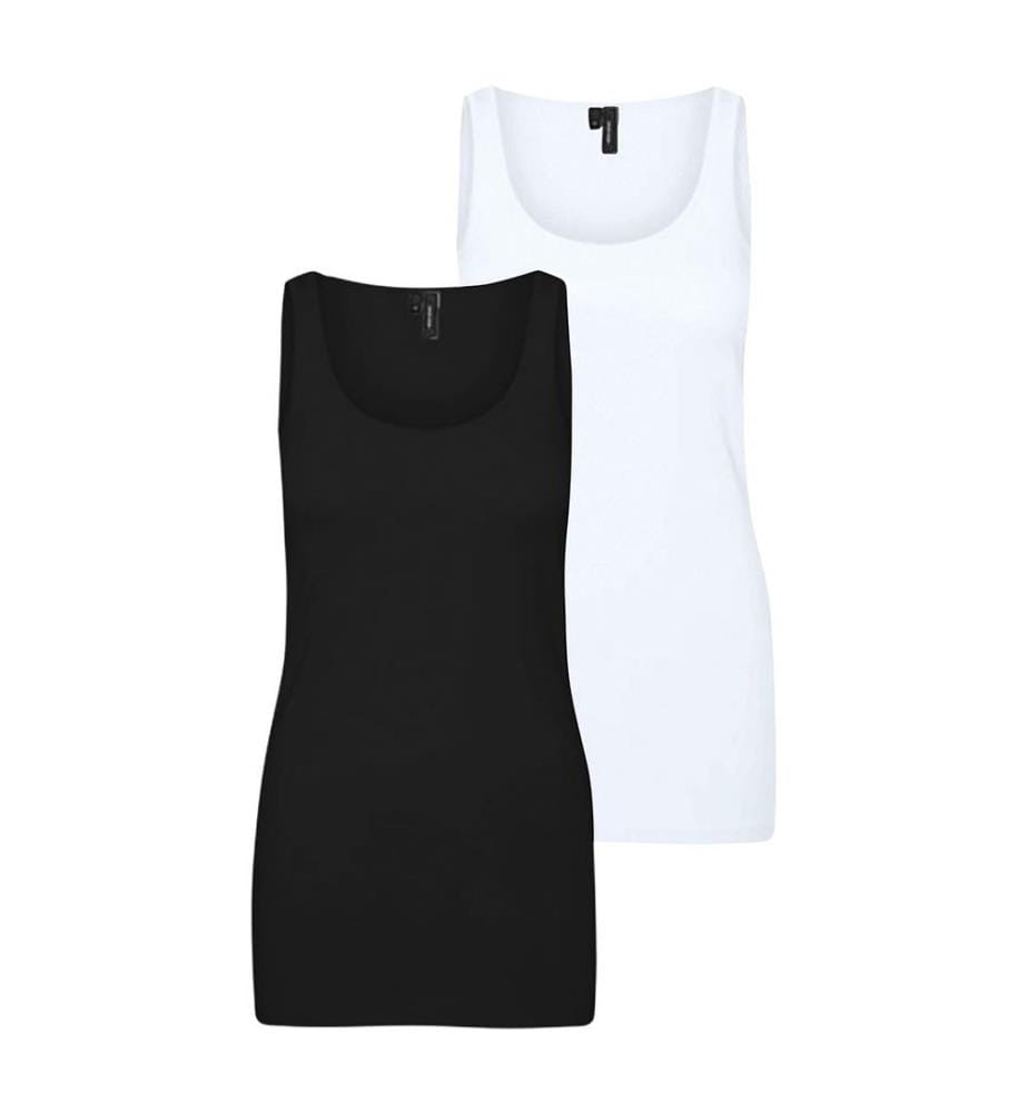 2er-Set Maxi Tank Tops - Schwarz und Weiss