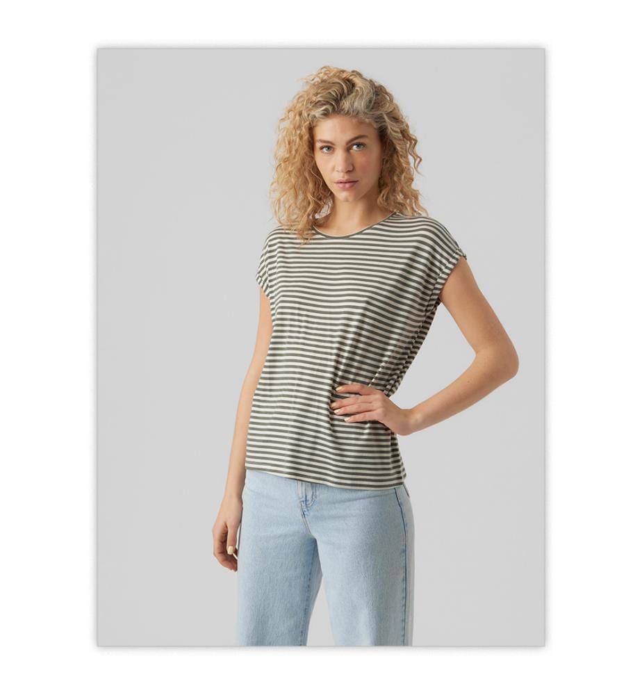 Gestreiftes T-Shirt - Grün