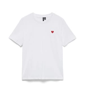 T-Shirt - Bright White Red Heart