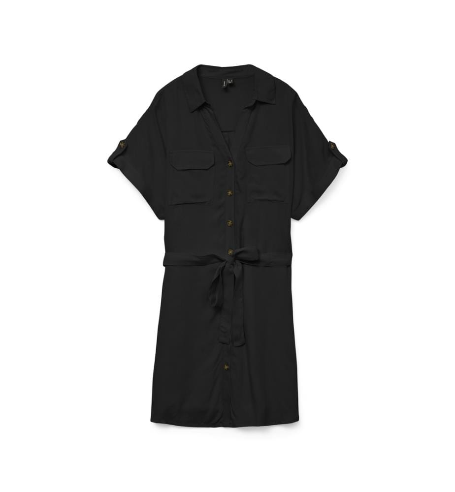 Kurzes Bumpy-Kleid - Schwarz