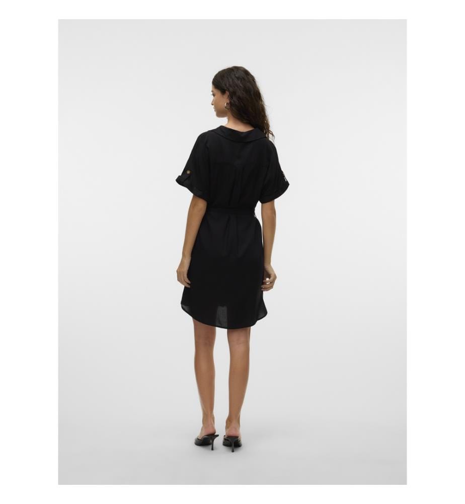 Kurzes Bumpy-Kleid - Schwarz