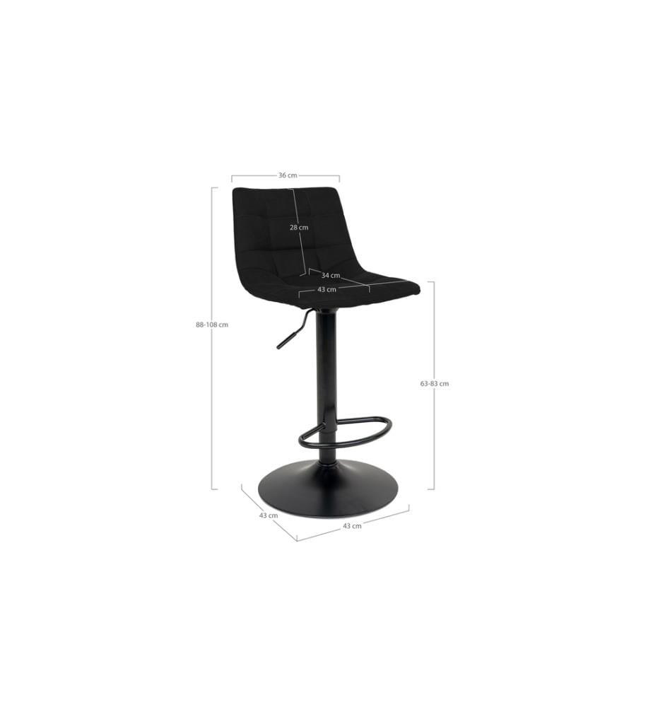 House Nordic - Barhocker Middelfart 2 Stück, 86 x 55 cm, Schwarz