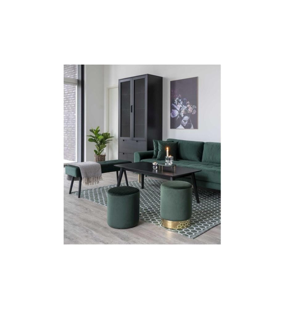 House Nordic - Banc Skiby 100 x 44 cm, Vert/Noir