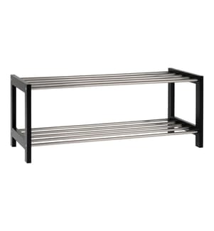 House Nordic - Étagère à chaussures Padova 77,8 x 32 cm, Noir/Argenté