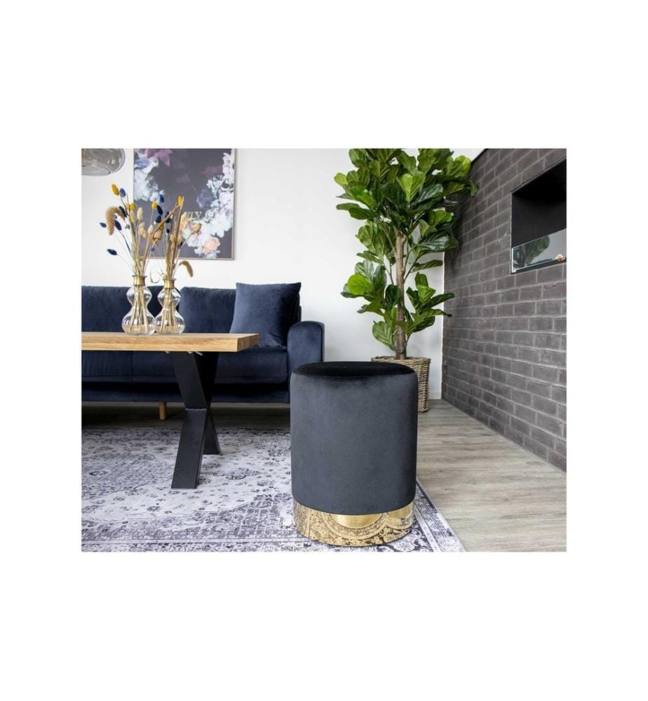 House Nordic - Hocker Gamby Ø 34 cm, Messing/Schwarz