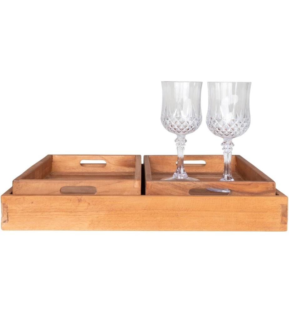 House Nordic - Serviertablett Faro 3-er Set, Braun