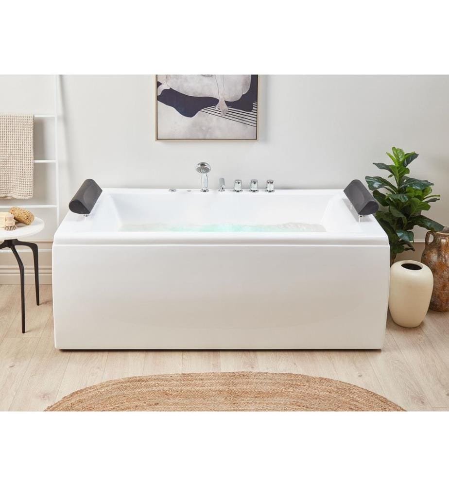 Baignoire d'angle à remous avec LED MONTEGO 172 x 83 cm Blanc