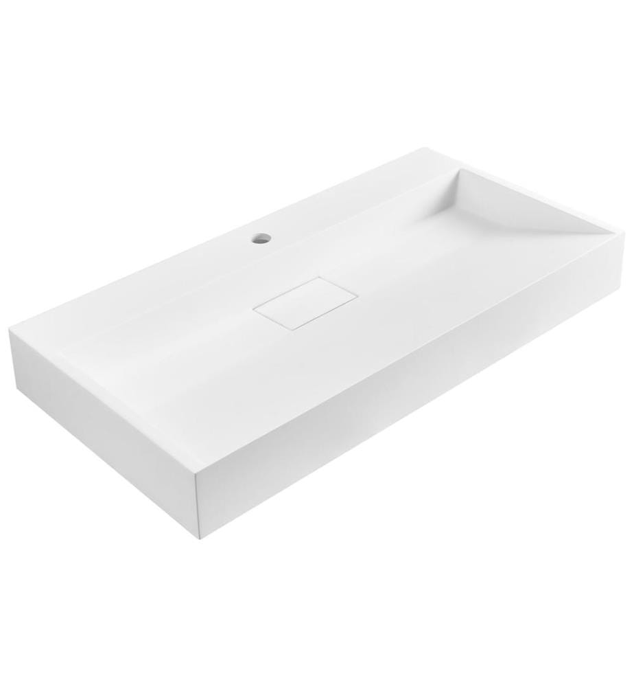 Lavabo sospeso QUENKO 90 x 46 cm Composito minerale Bianco