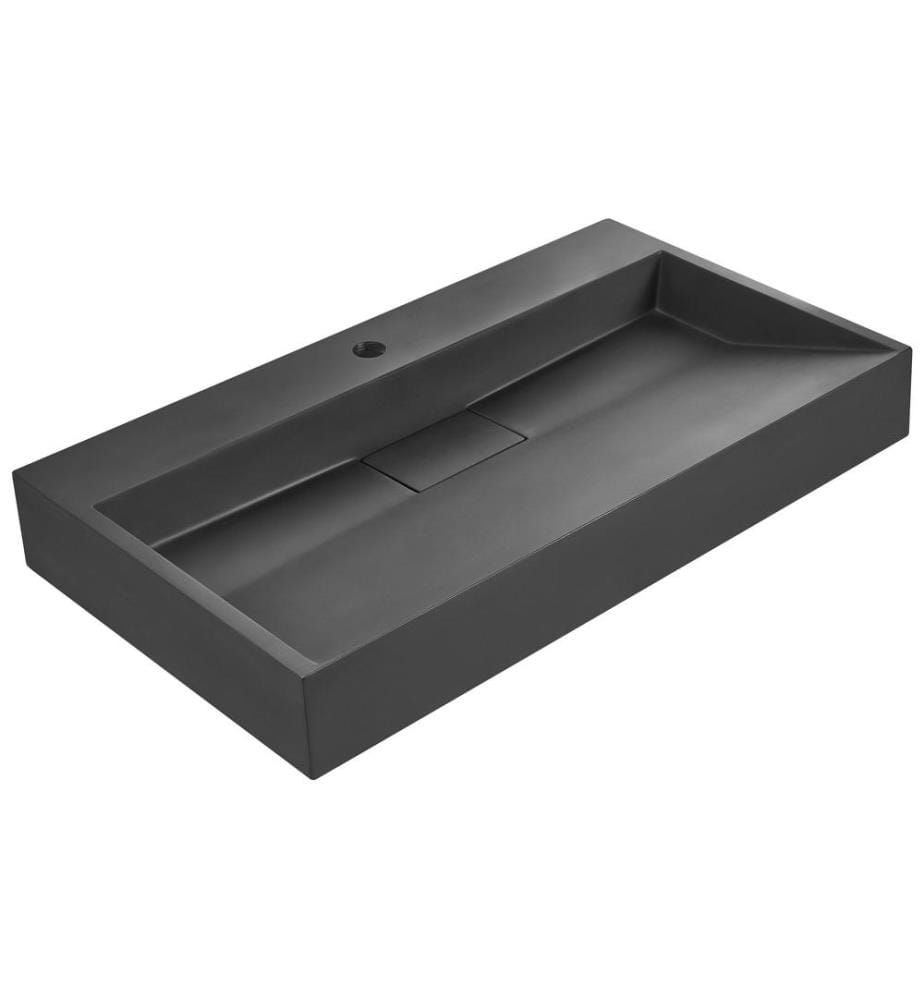 Lavabo sospeso QUENKO 80 x 46 cm Composito minerale Nero