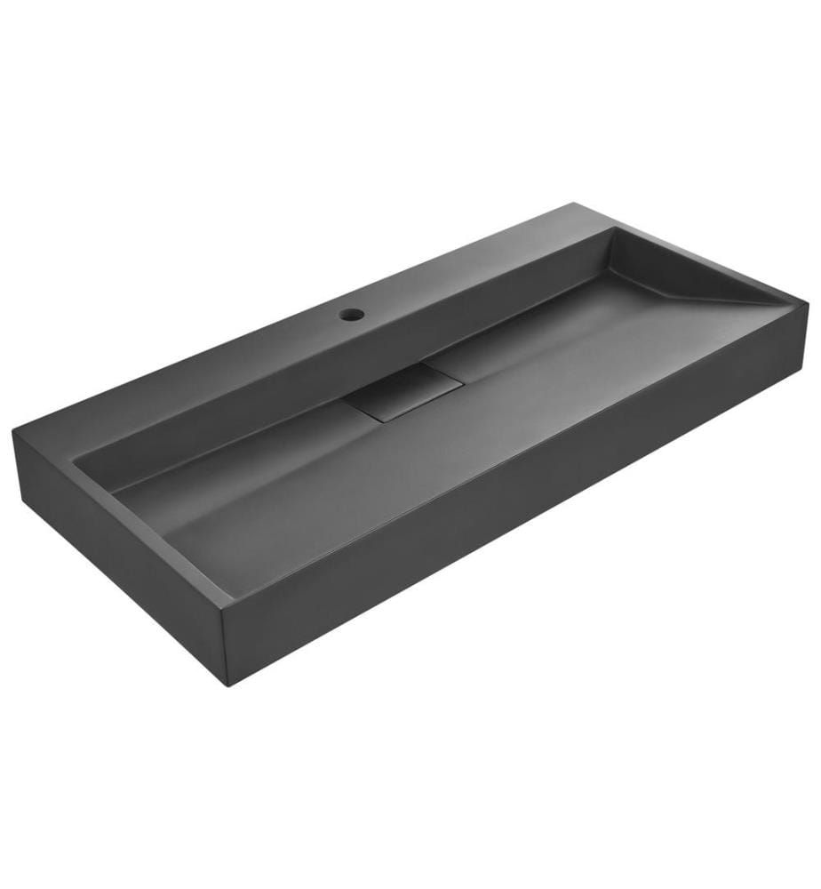 Lavabo sospeso QUENKO 100 x 46 cm Composito minerale Nero