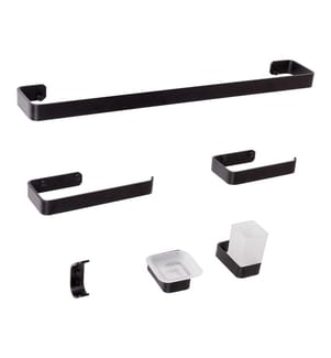 Set di 6 accessori da bagno ZORRITOS con barre e ganci per asciugamani Metallo Nero