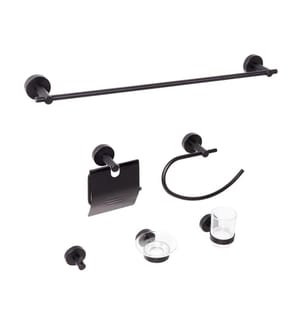 Set di 6 accessori da bagno ZARUMA con barre e ganci per asciugamani Nero