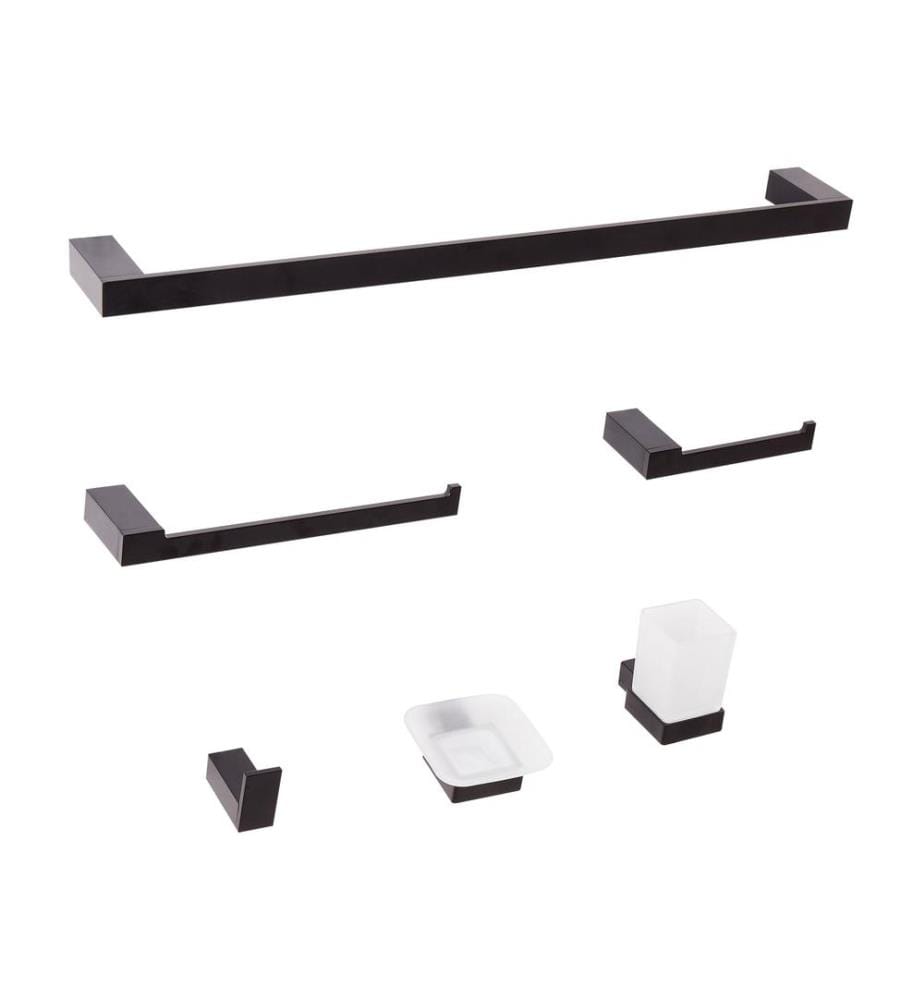 6-Piece Bathroom Hardware Set TUMACO with Towel Bars and Hooks Black