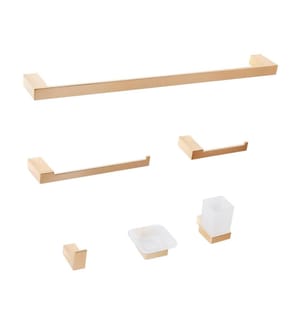 Set di 6 accessori da bagno TUMACO con barre e ganci per asciugamani Oro