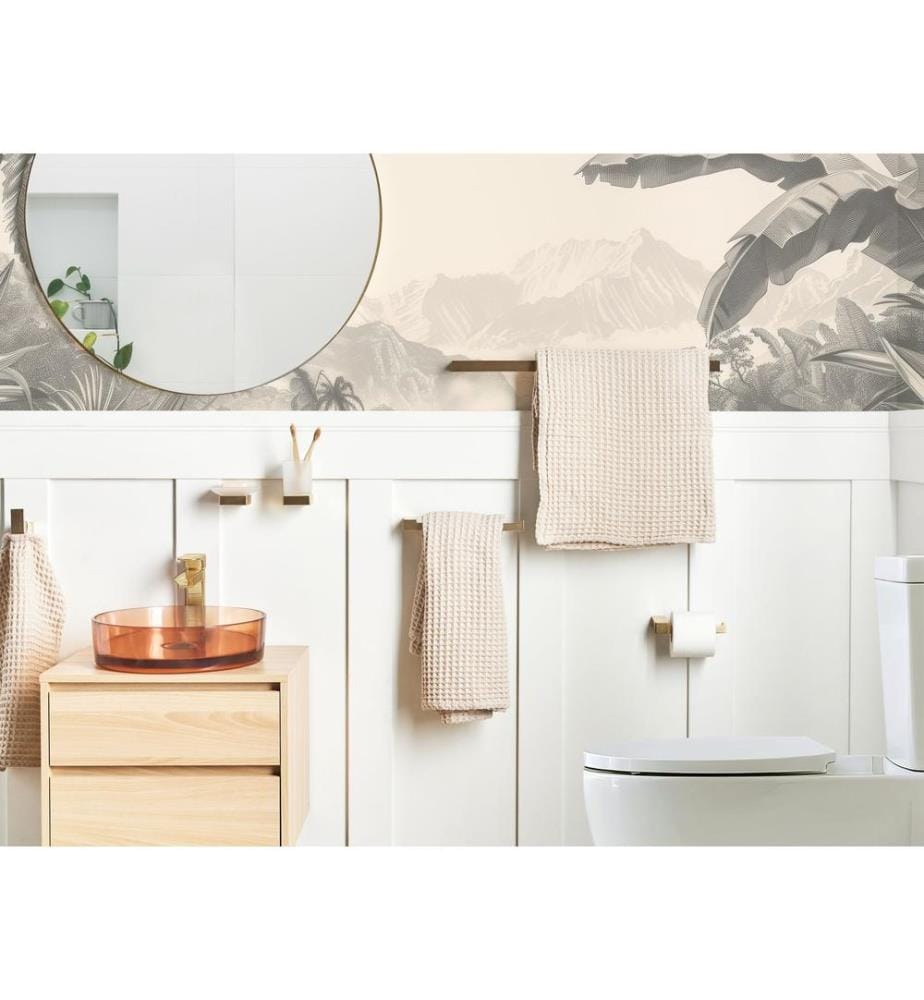 Set di 6 accessori da bagno TUMACO con barre e ganci per asciugamani Oro