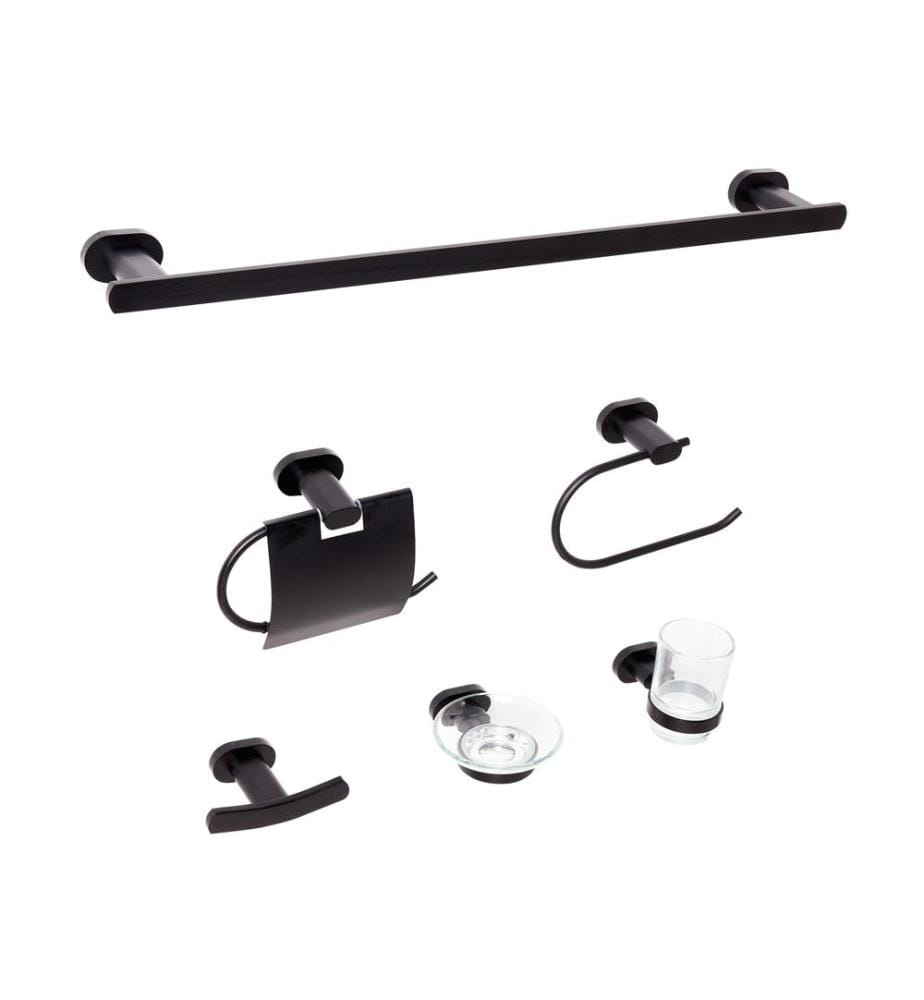 6-Piece Bathroom Hardware Set TOCOPILLA with Towel Bars and Hooks Black