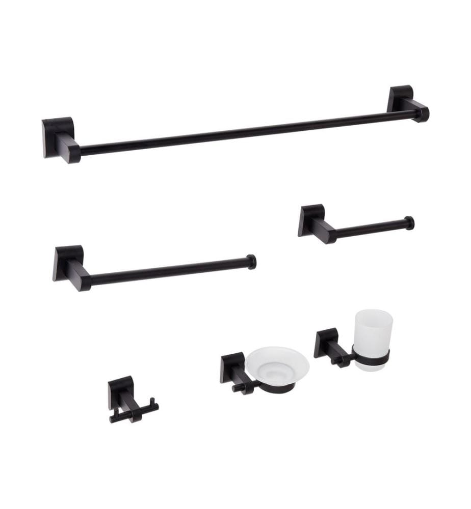 6-Piece Bathroom Hardware Set TALARA with Towel Bars and Hooks Black