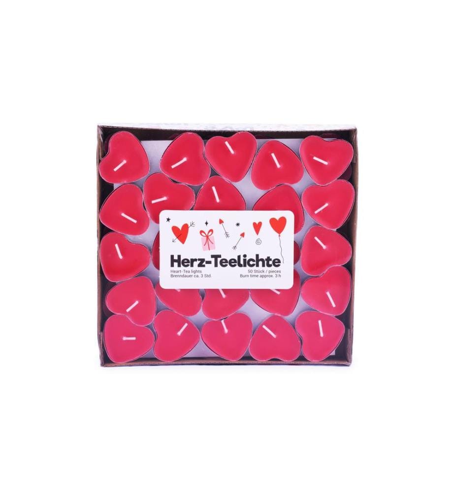 PAJOMA - Bougie chauffe-plat en forme de coeur Rouge, 50 pièces