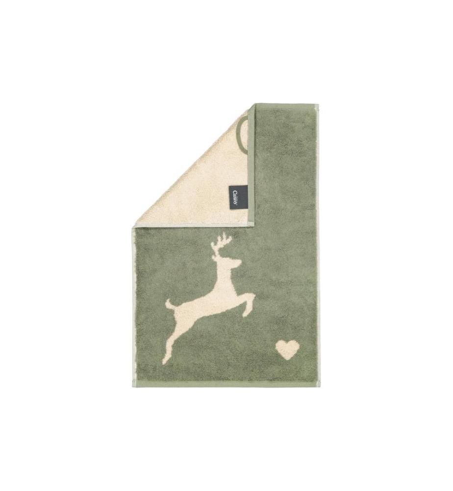 CAWÖ - Gästetuch Alpenchic Edition Hirsch 30 x 50 cm, Beige/Grün