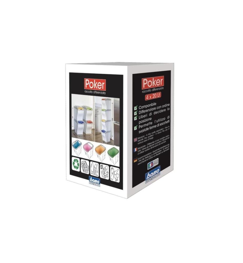 EDI BAUR - Mülltrennsystem Poker 4 x 20 l 80 l, Mehrfarbig