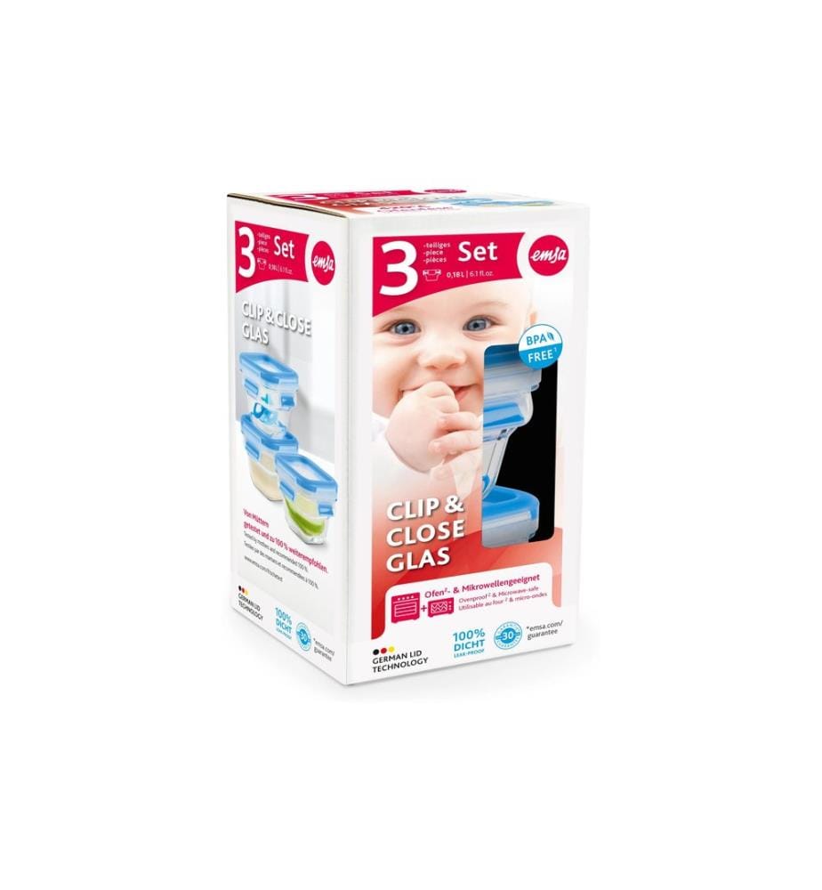 EMSA - Vorratsbehälter Clip & Close Eco 3-teilig, Blau/Transparent