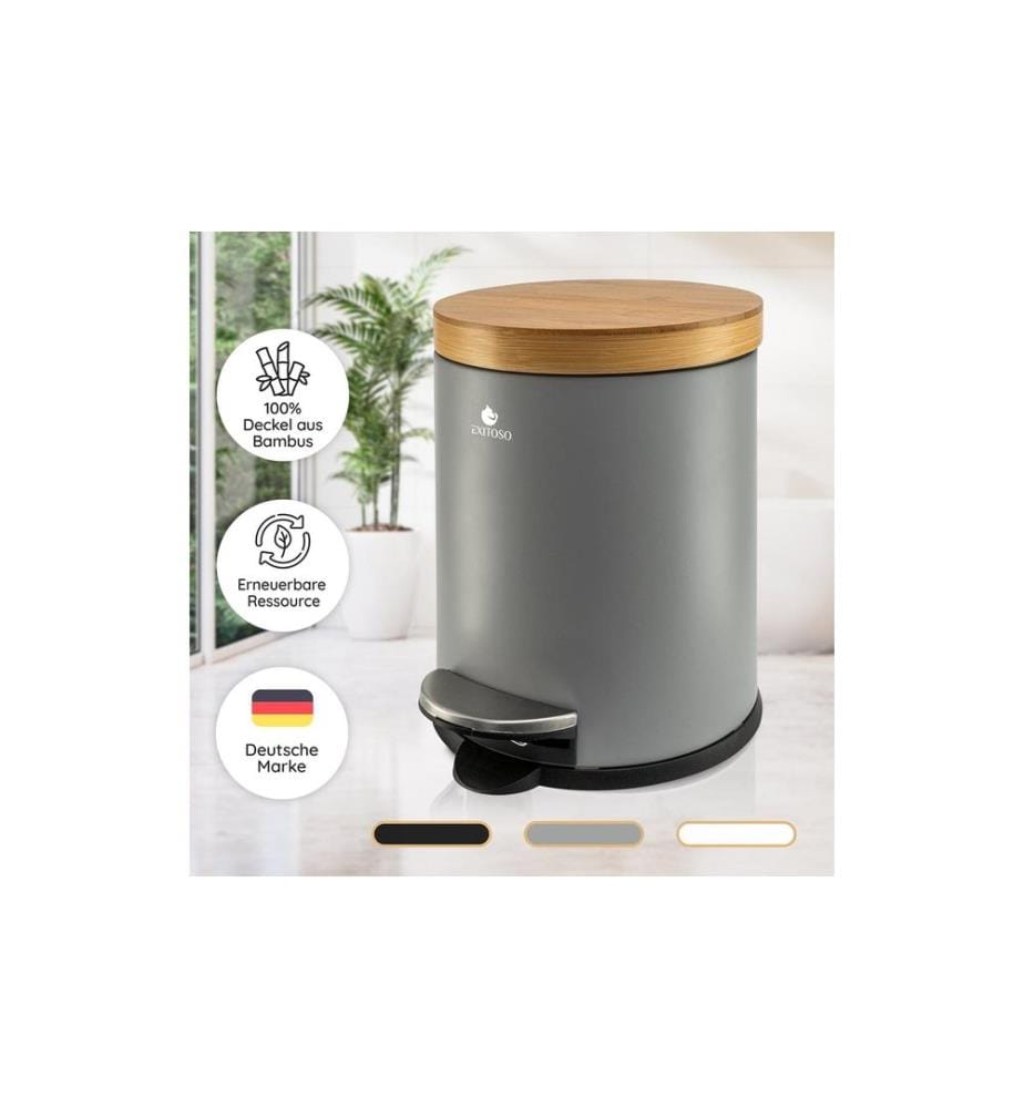 Exitoso - Tretmülleimer mit Softclose-Deckel 5 l, Grau