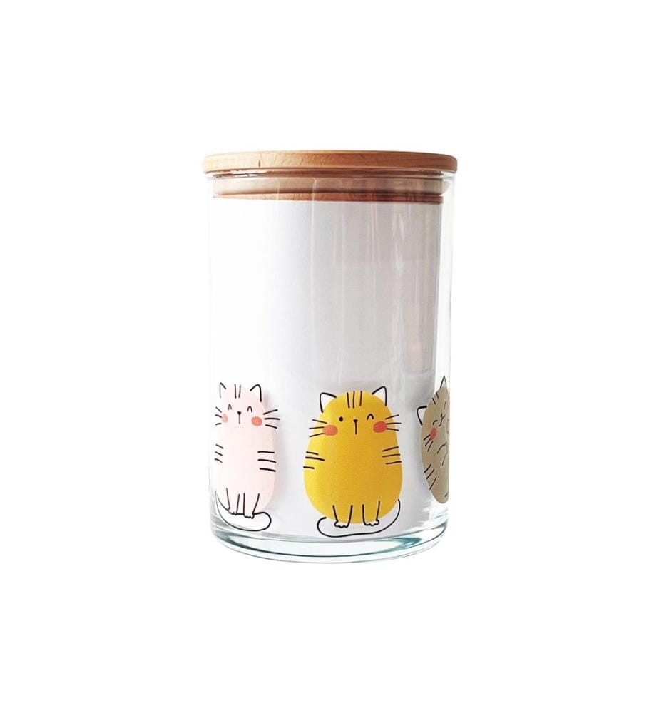 WUNDERLE - Vorratsglas Katzen 880 ml, mit Holzdeckel