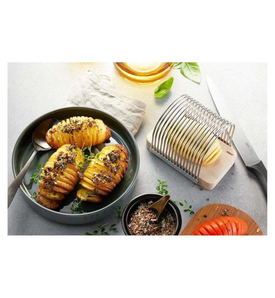 GEFU - Coupeuse de pommes de terre en éventail Hassel Argenté/Brun