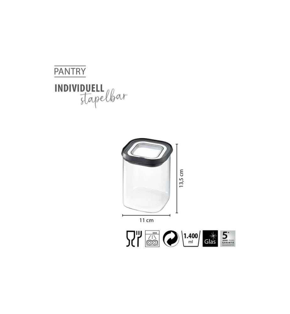GEFU - Vorratsdose Pantry 0.9 l, Transparent/Schwarz