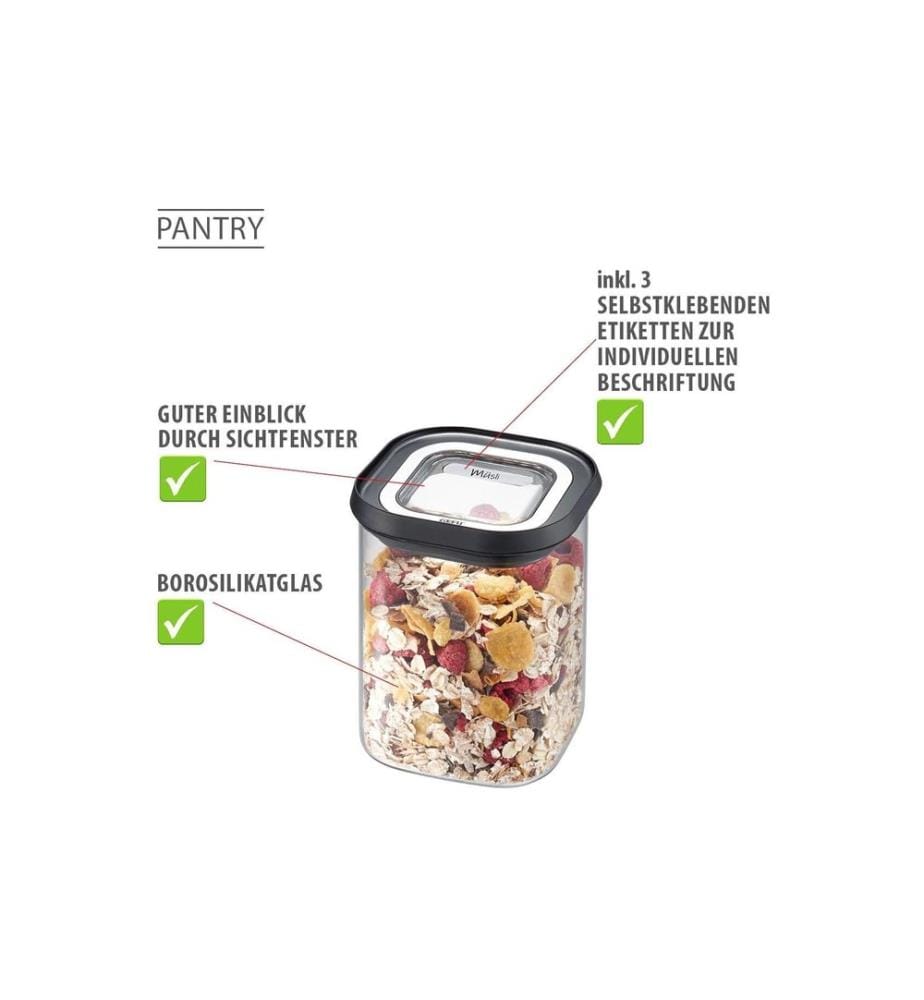 GEFU - Vorratsdose Pantry 0.9 l, Transparent/Schwarz