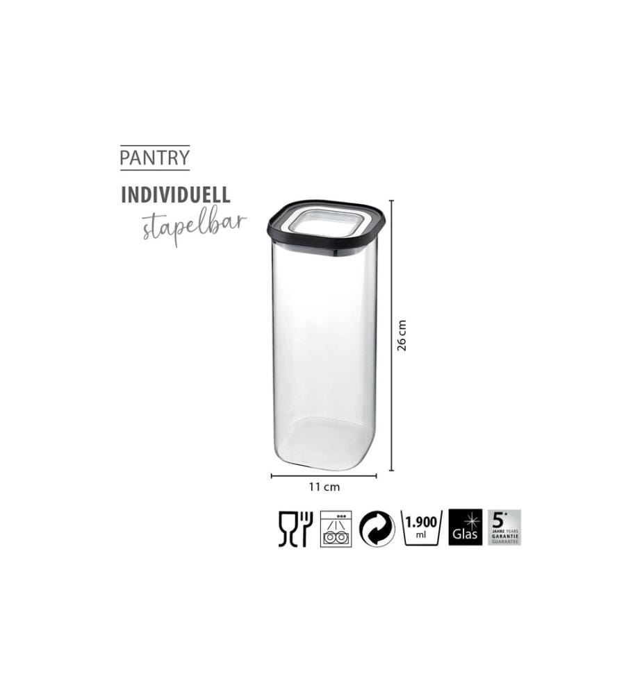 GEFU - Vorratsdose Pantry 1.9 l, Transparent/Schwarz