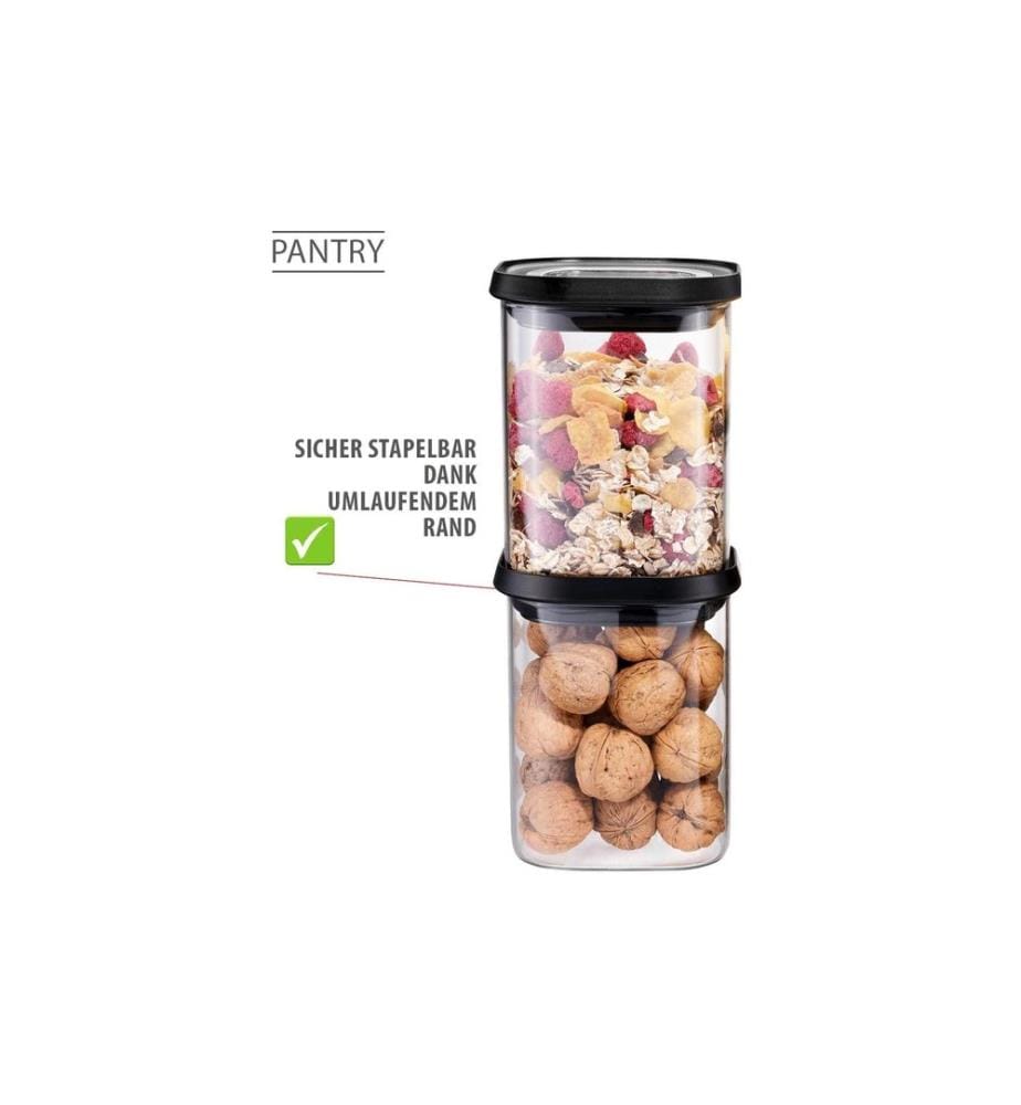 GEFU - Vorratsdose Pantry 1.9 l, Transparent/Schwarz