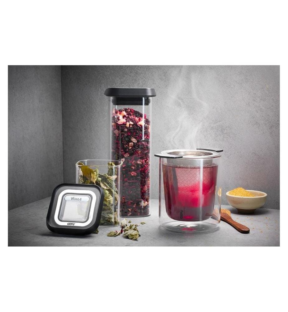 GEFU - Boîte à provisions Pantry mini 0.18 l, Transparent/Noir