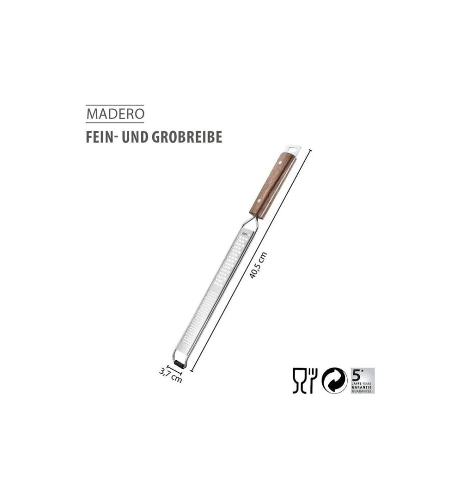 GEFU - Râpe à main Madero 40,5 cm, Argenté/Brun