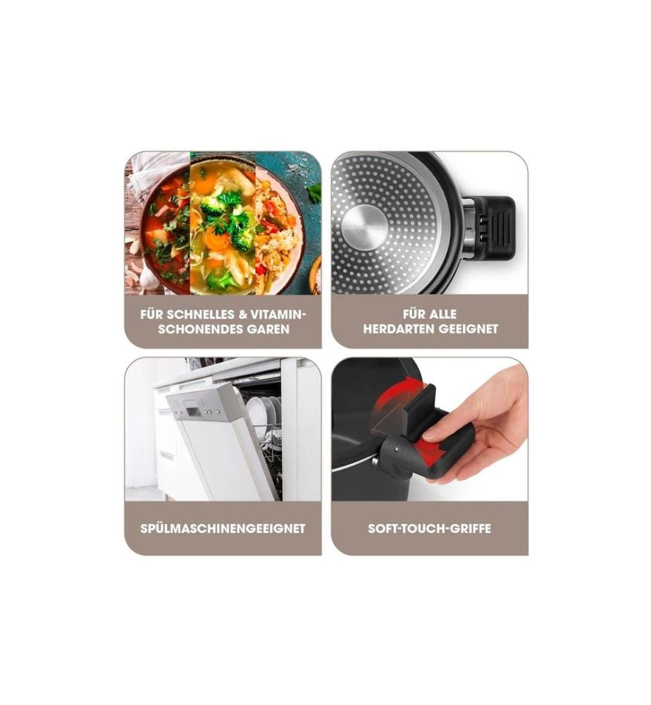 GOURMETMAXX - Kochtopf GOURMETMAXX -, Aluminiumguss, Schwarz / Rot, 5.8 l