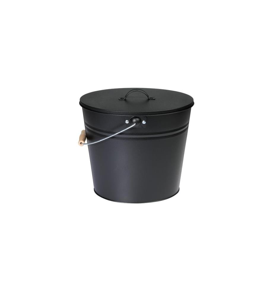 KAMINO - Ascheeimer mit Deckel, 15 l, Schwarz