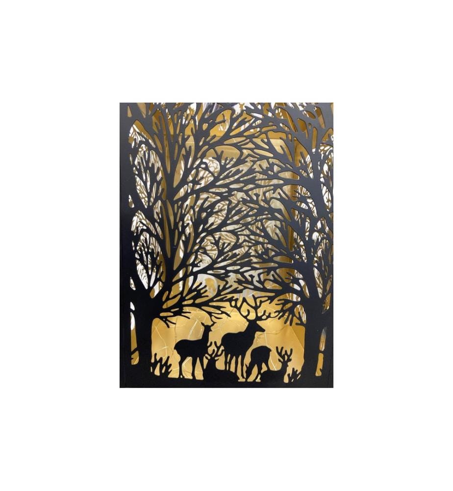 DAMECO - Laterne Forest 2 Stück, 41 cm/56 cm, Gold/Schwarz