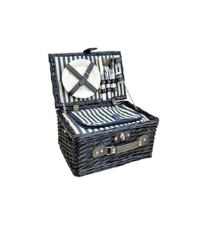 DAMECO - Panier de pique-nique pour 2 personnes 13-pièces, marron foncé/bleu
