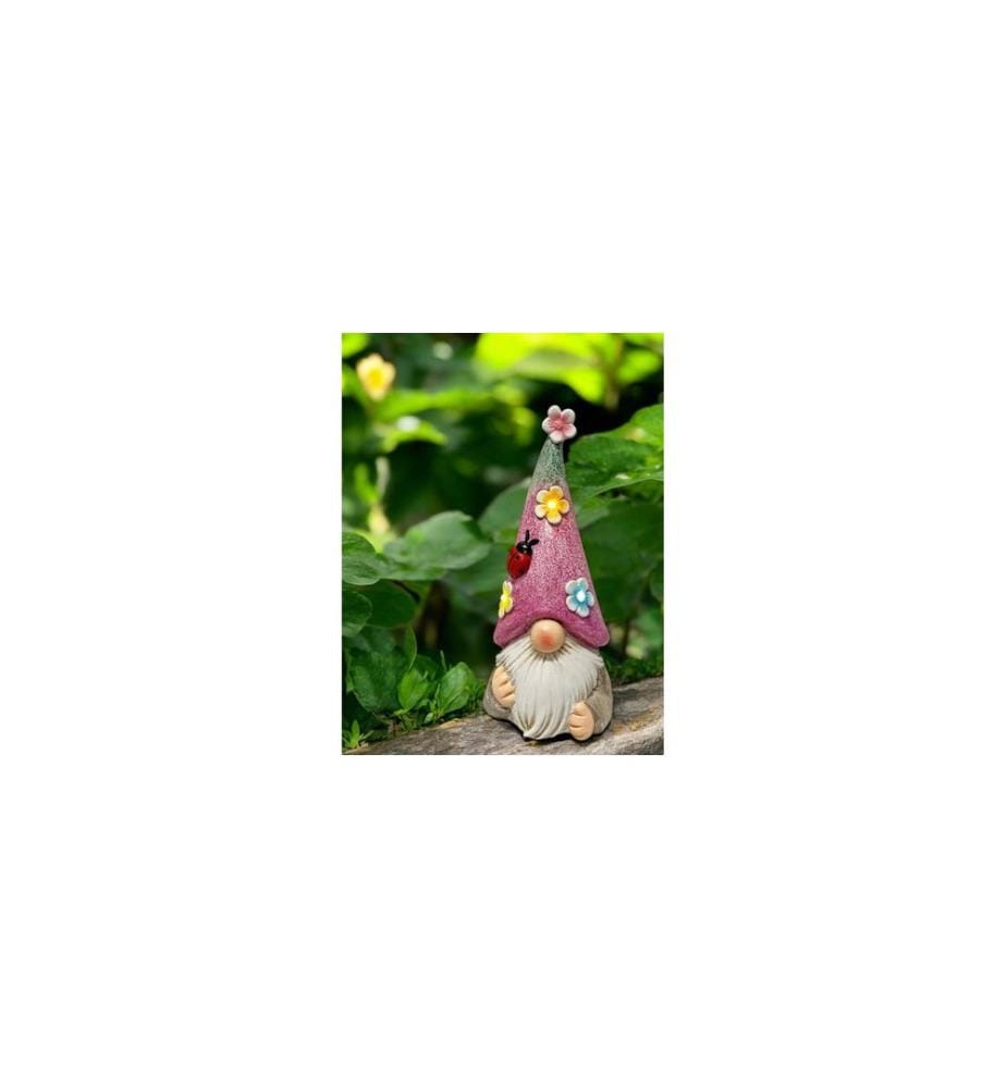 DAMECO - LED Solar Wichtel Sommer mit Hut in Pink Outdoor