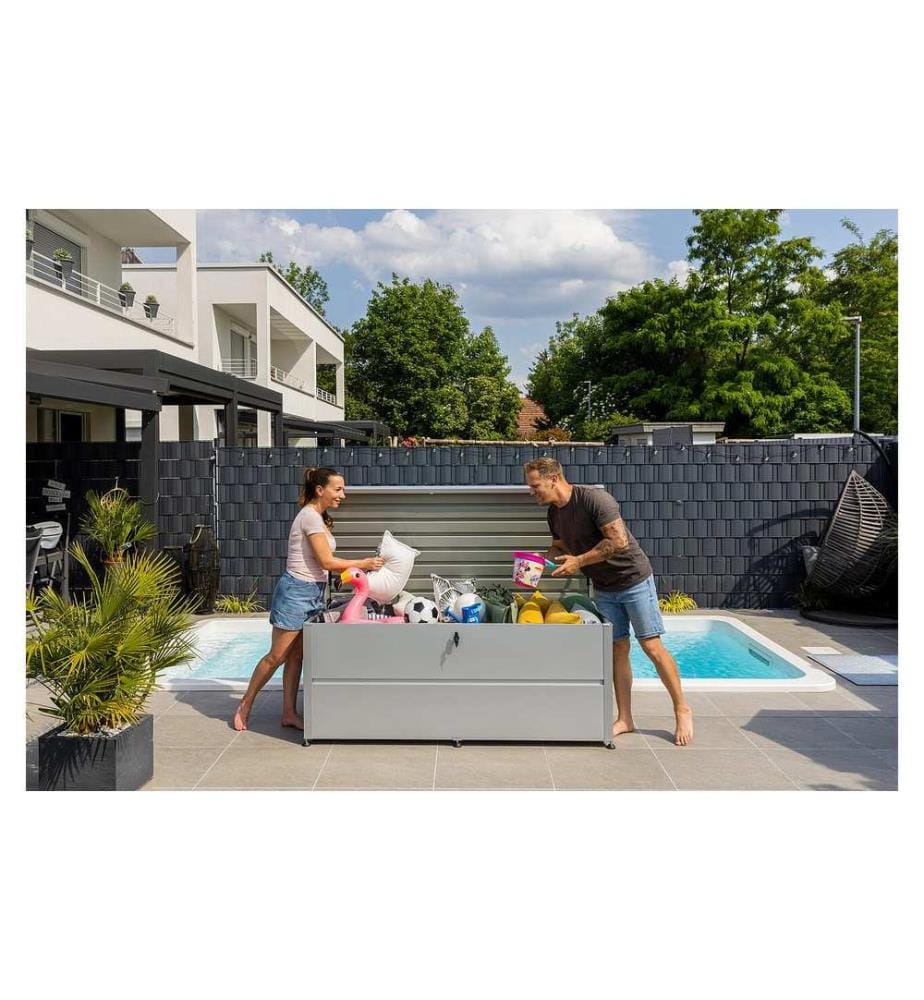 Colibri - Gartenbox L mit Schloss, 185 x 85 x 73 cm, Silber