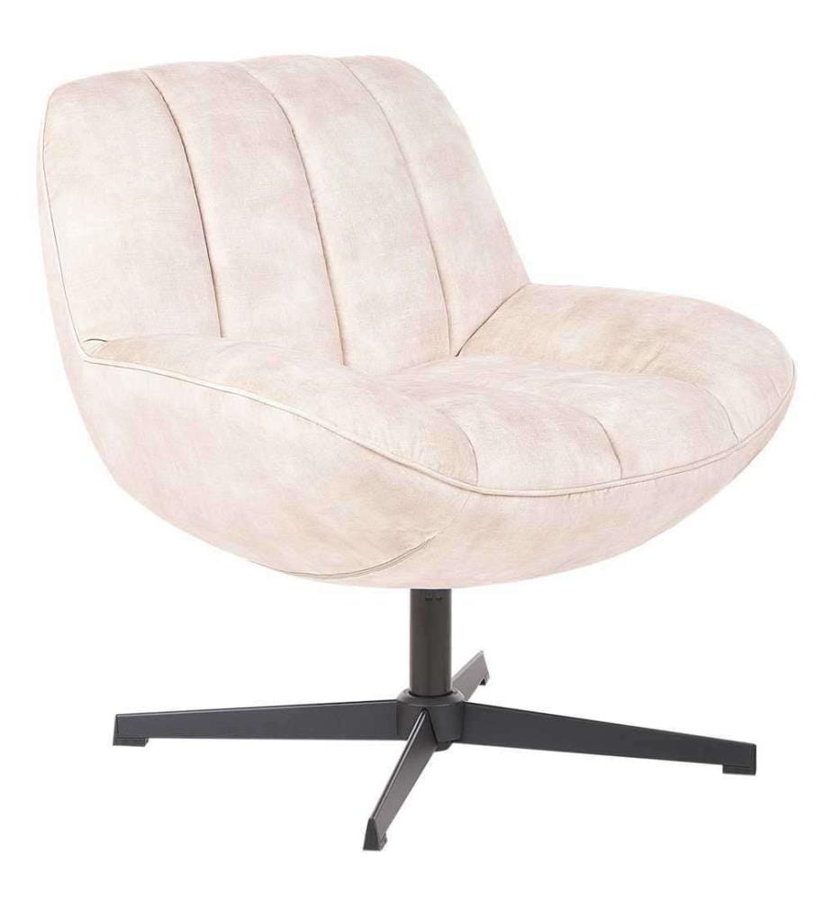 Drehsessel LIA mit Fussstütze Samtstoff Beige