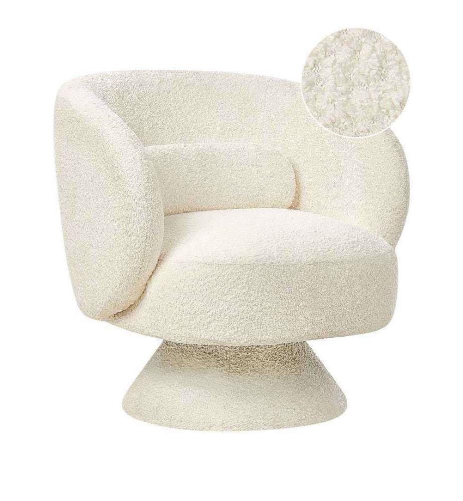 Drehsessel LIEKSA Bouclé Cremeweiss
