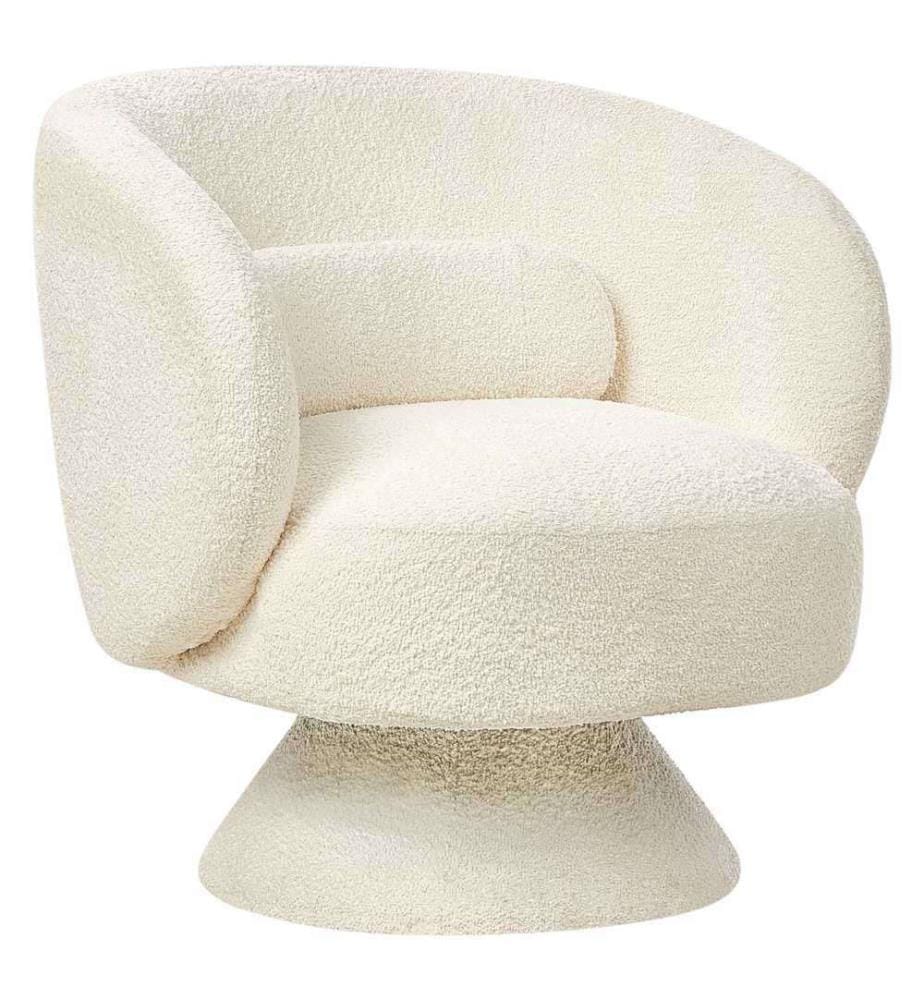 Drehsessel LIEKSA Bouclé Cremeweiss