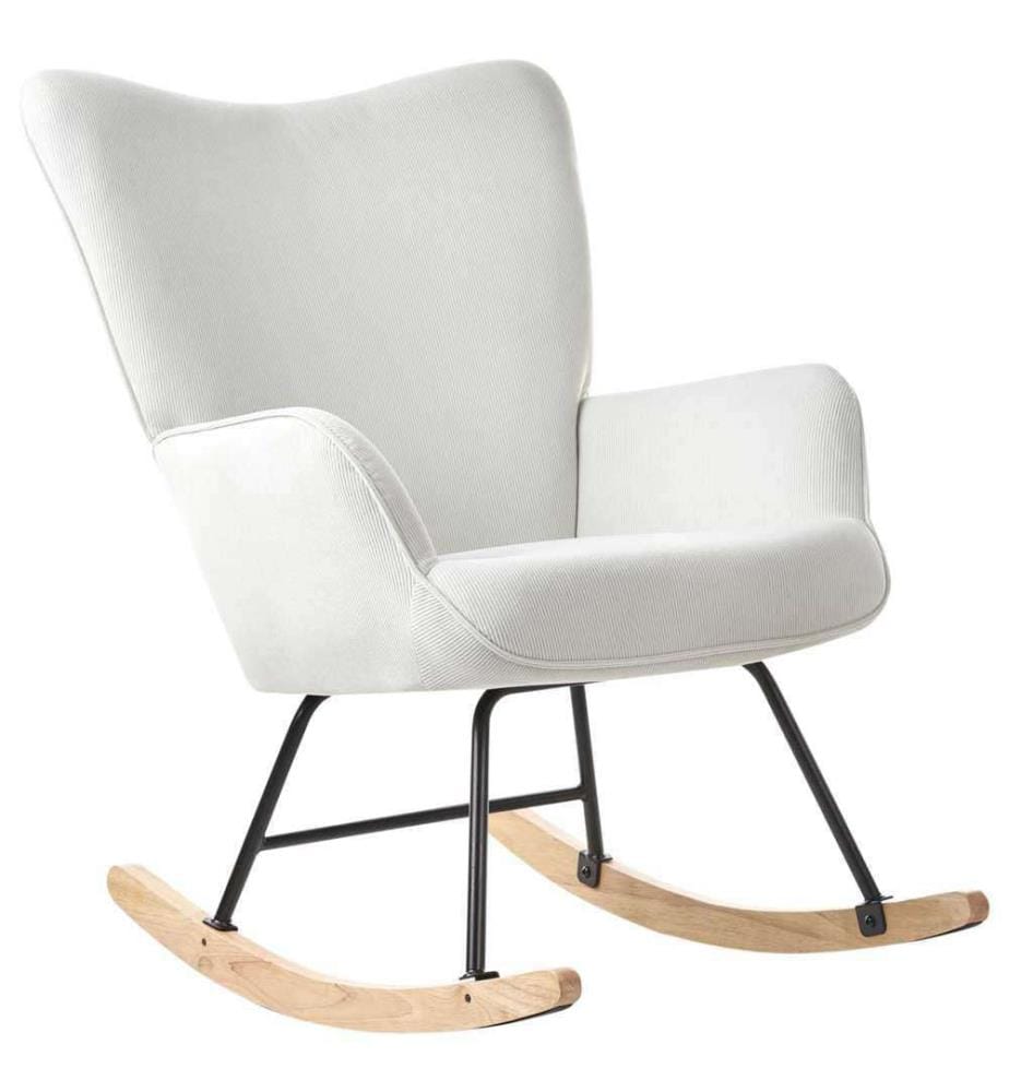Fauteuil à bascule ARSET Velours côtelé Blanc cassé