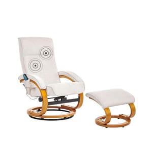 Massagestuhl HERO mit Fussstütze Stoff Hellbeige