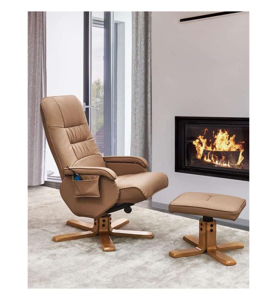 Fauteuil massant RELAXPRO Cuir PU Marron clair