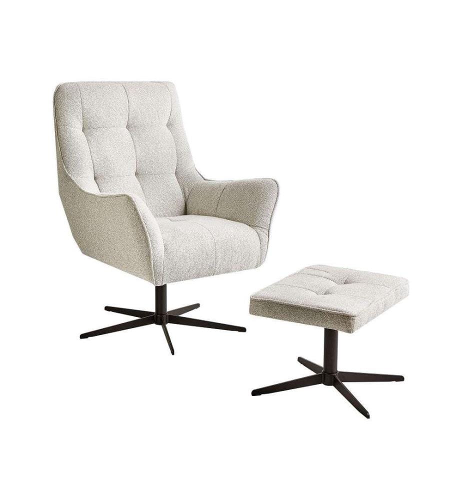 Drehsessel MOLLE II mit Fussstütze Stoff Hellbeige