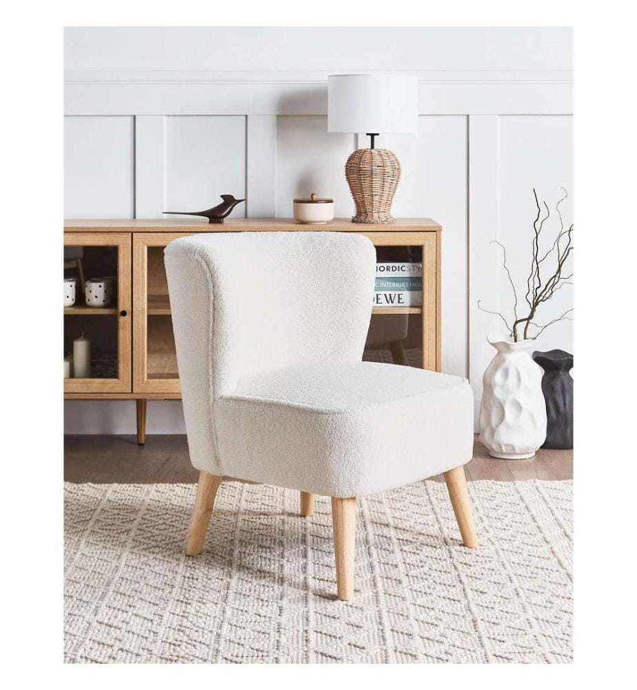 Fauteuil ALVEN Bouclé Blanc cassé