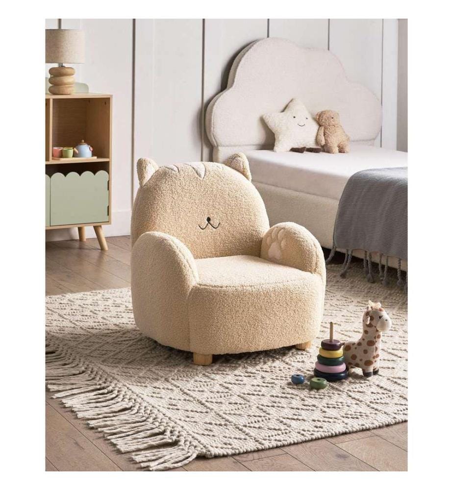 Kindersessel Katze ZOAR Bouclé Beige